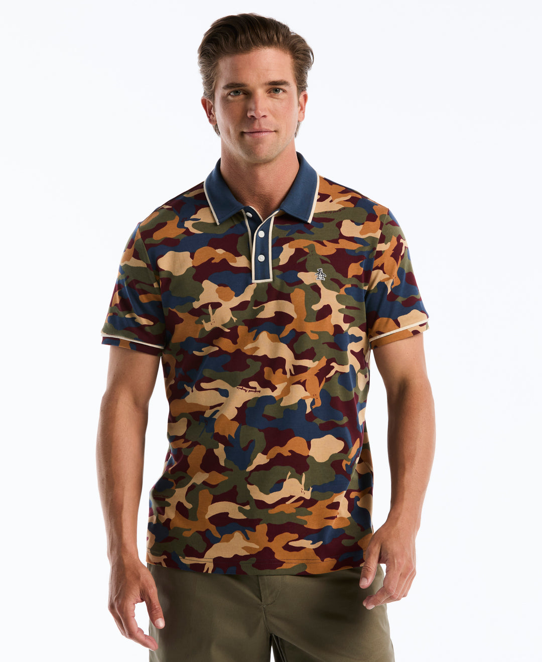 Cotton Interlock Camo Print Polo (Sargasso Sea) 