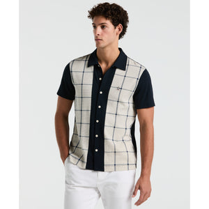 Cotton Interlock Plaid Bowling Shirt (Birch) 