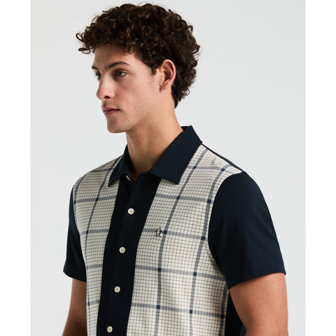 Cotton Interlock Plaid Bowling Shirt (Birch) 