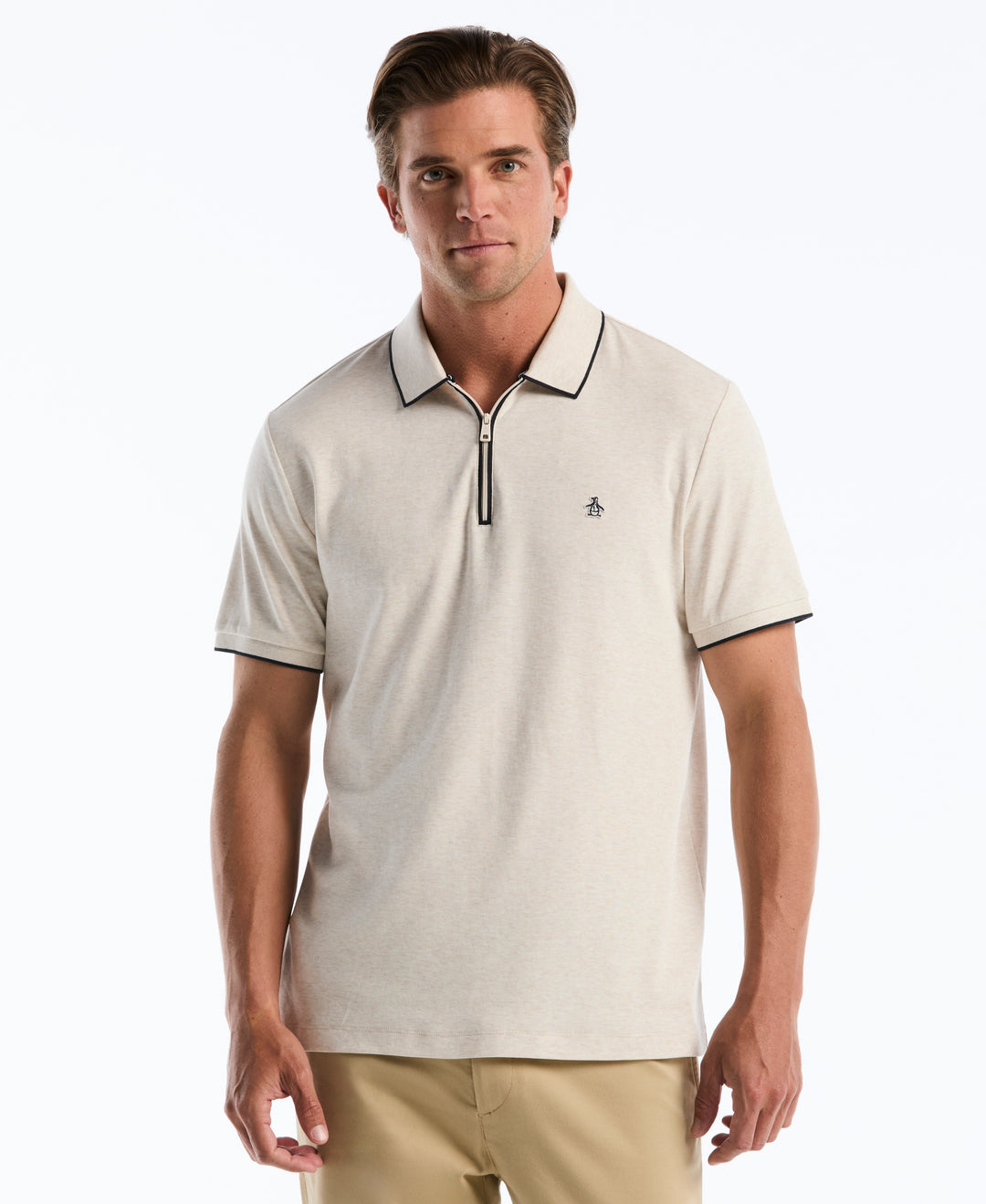 Interlock Quarter Zip Tipped Polo-Polos-Birch-XS-Original Penguin