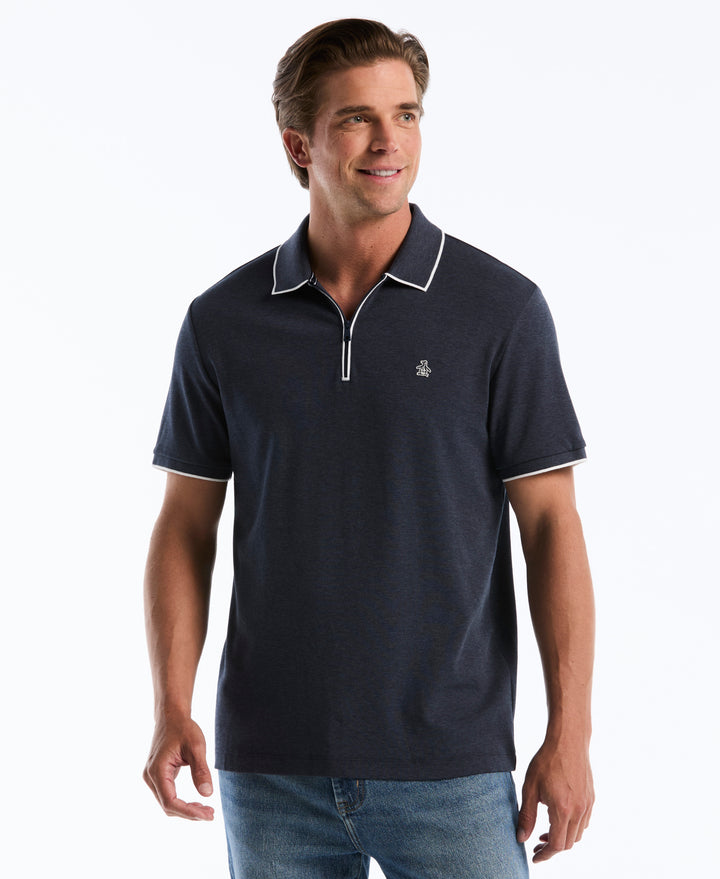 Interlock Quarter Zip Tipped Polo-Polos-Dark Sapphire-XS-Original Penguin