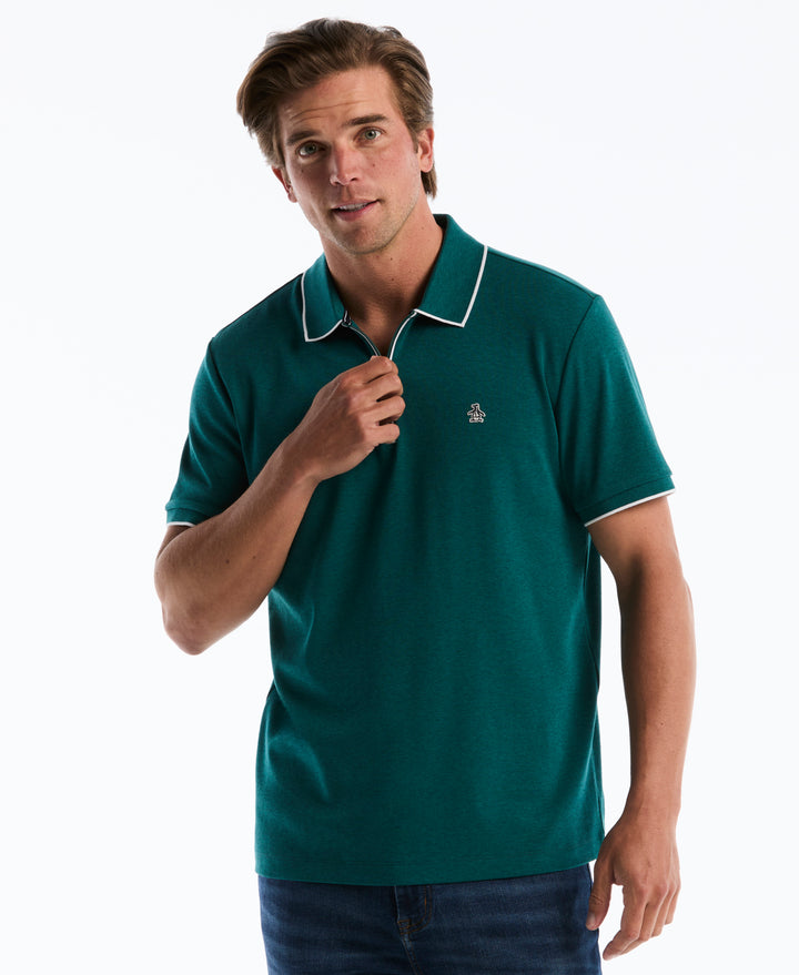 Interlock Quarter Zip Tipped Polo-Polos-Fall Storm-XS-Original Penguin