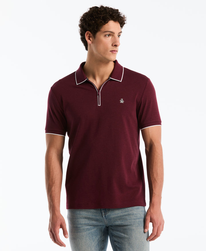 Interlock Quarter Zip Tipped Polo-Polos-Port Royale-XS-Original Penguin