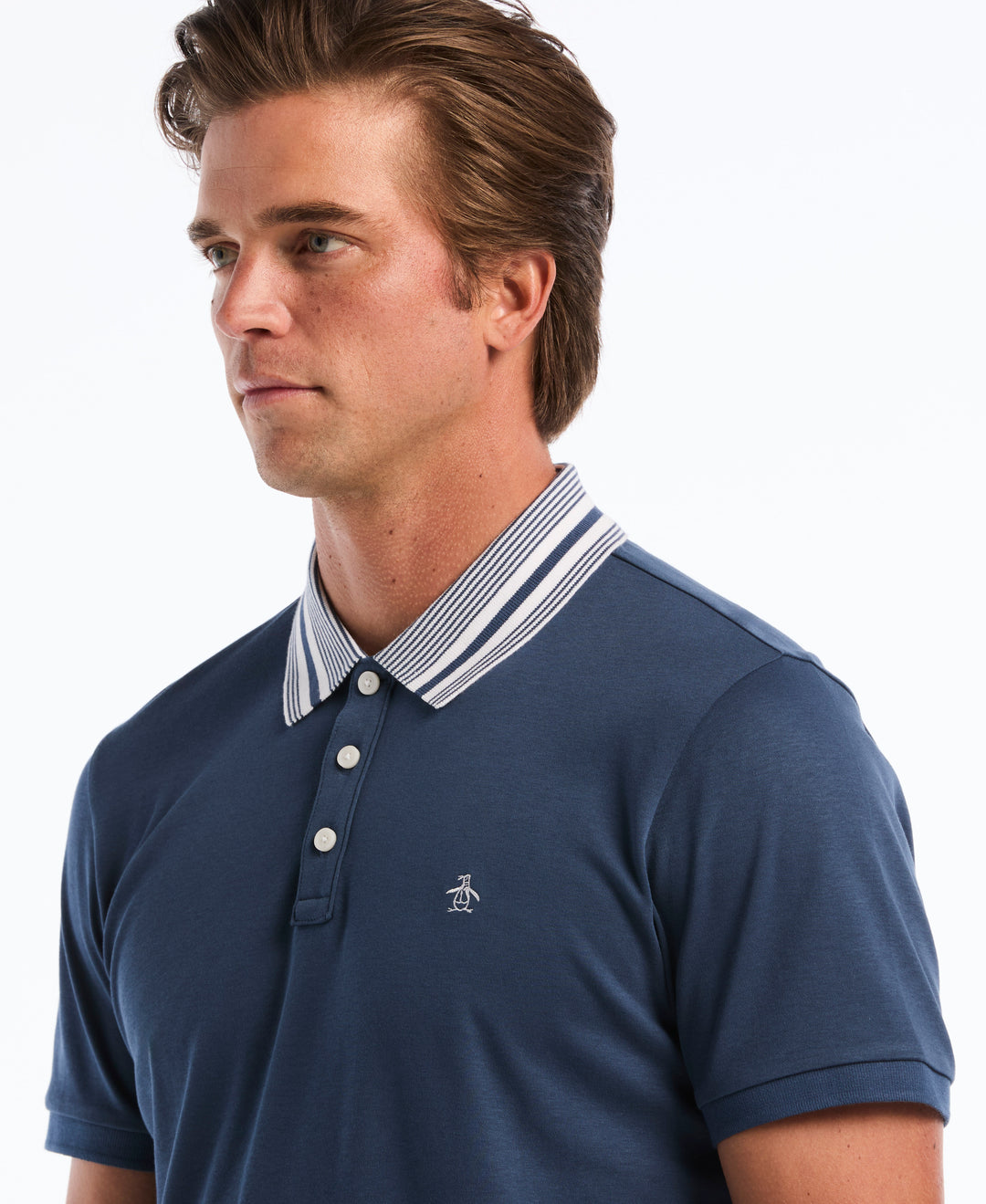 Interlock Striped Collar Polo (Sargasso Sea) 