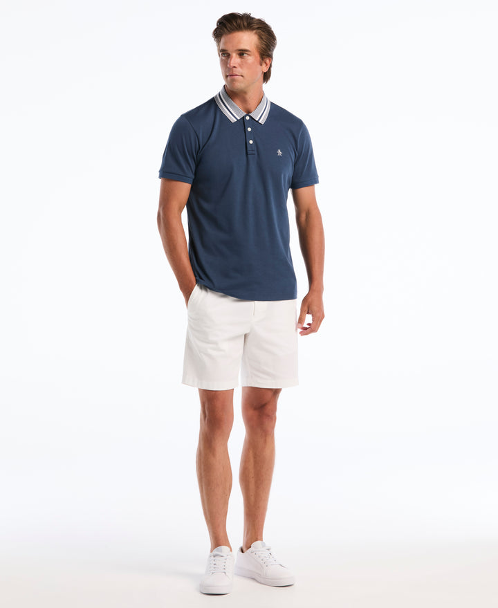 Interlock Striped Collar Polo (Sargasso Sea) 