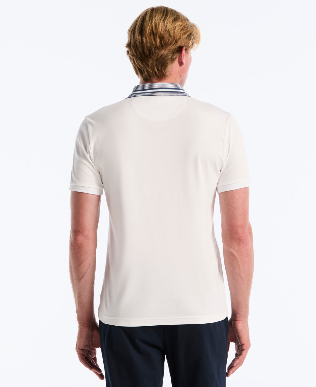 Interlock Striped Collar Polo (Bright White) 