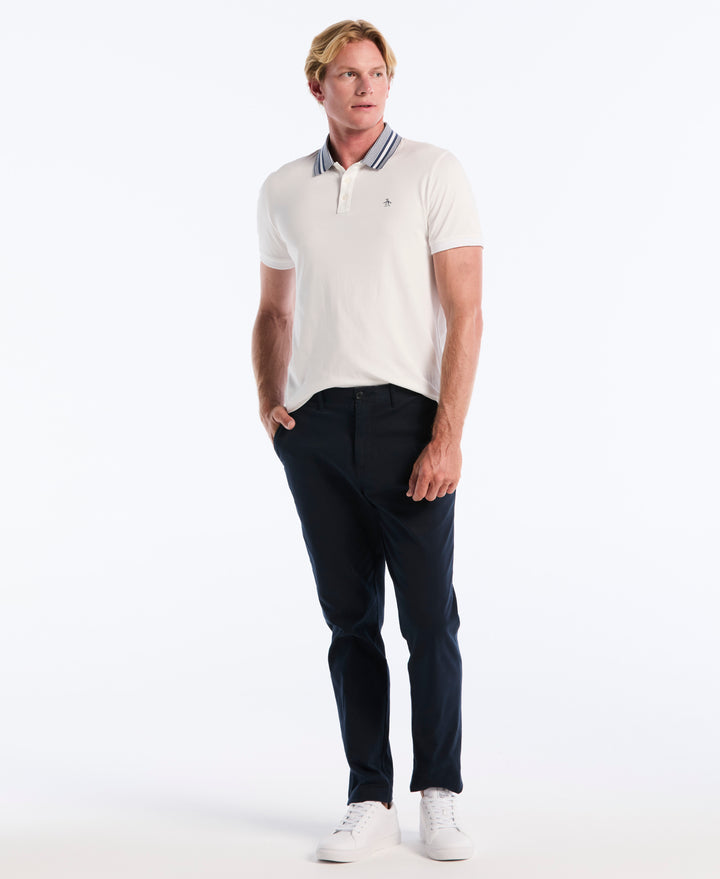 Interlock Striped Collar Polo (Bright White) 