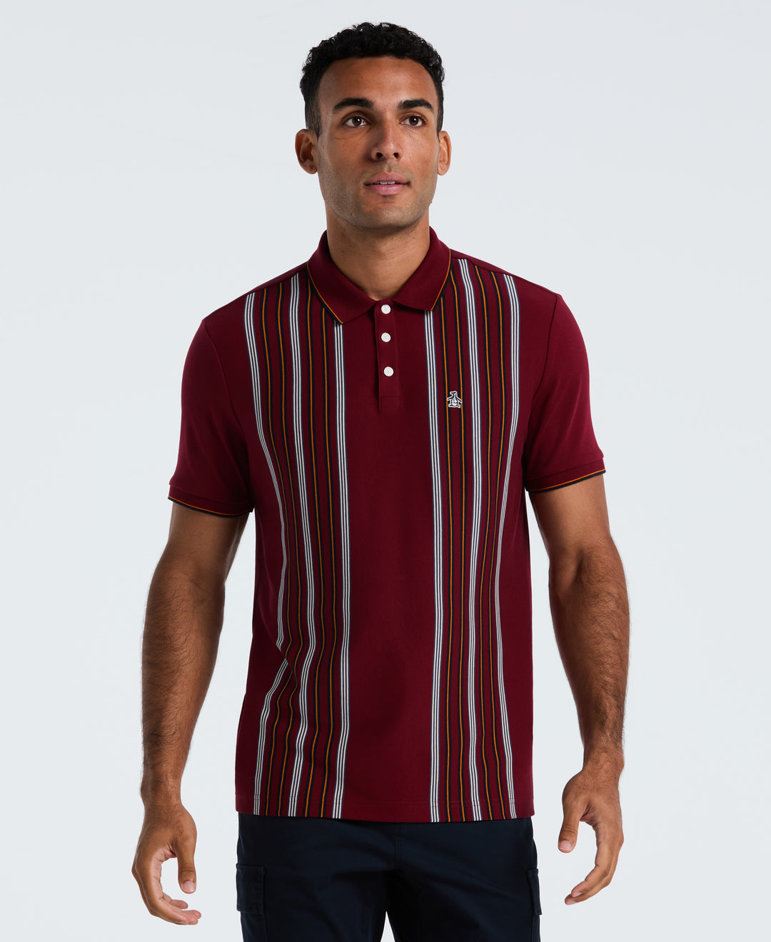 Cotton Interlock Vertical Stripe Polo (Cabernet) 