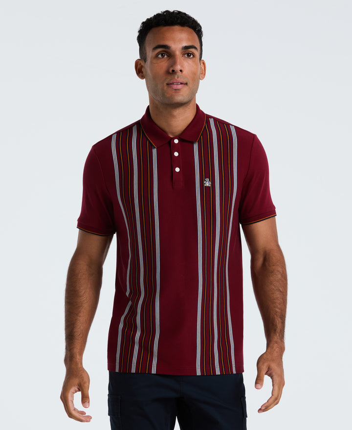 Cotton Interlock Vertical Stripe Polo (Cabernet) 