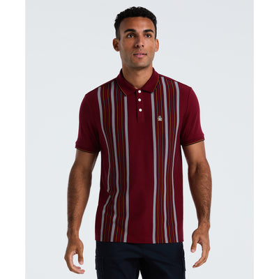 Cotton Interlock Vertical Stripe Polo (Cabernet) 