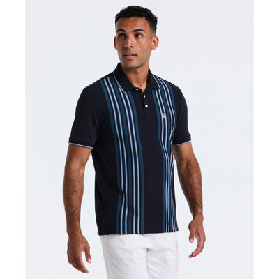 Cotton Interlock Vertical Stripe Polo (Dark Sapphire) 