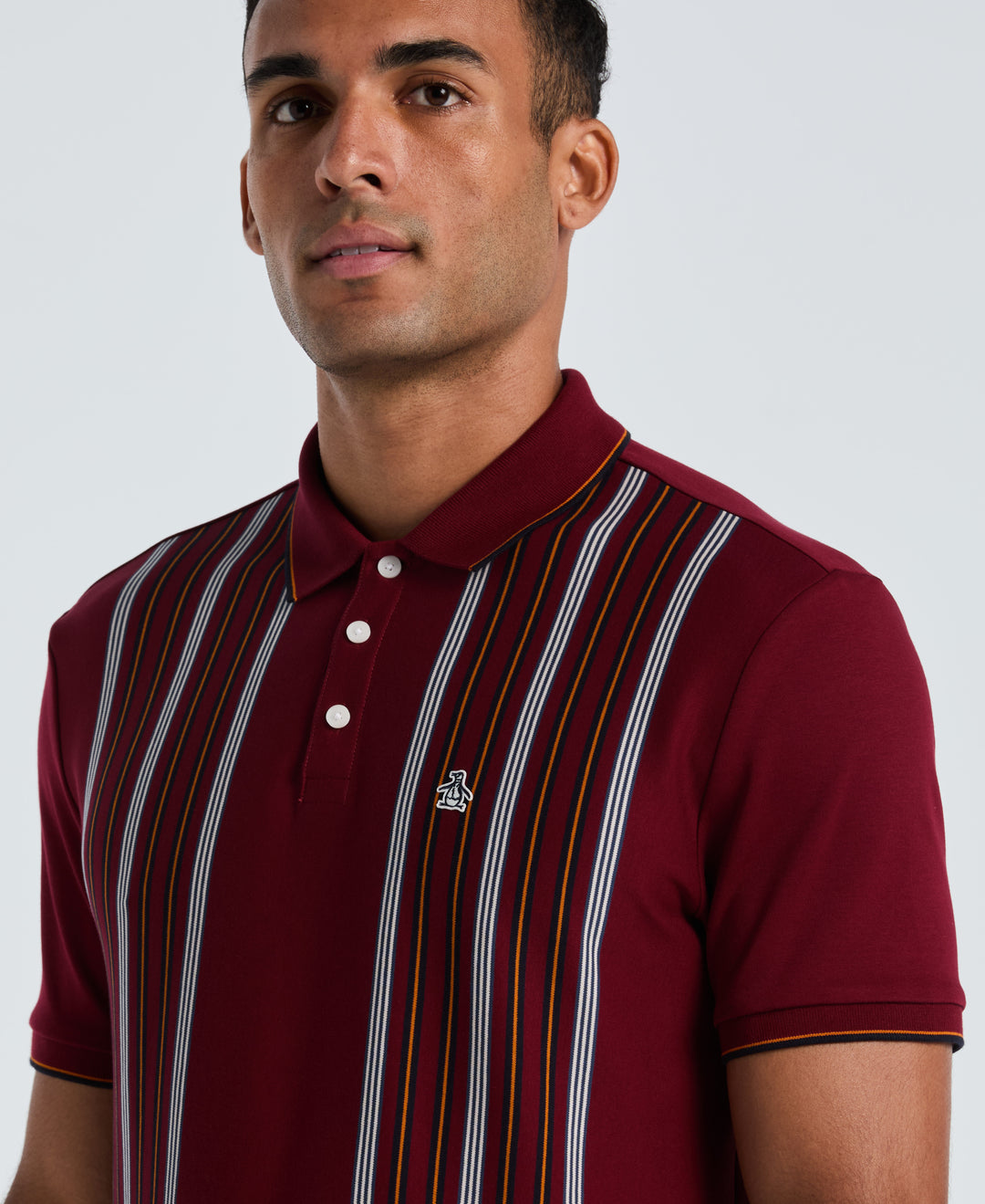 Cotton Interlock Vertical Stripe Polo (Cabernet) 
