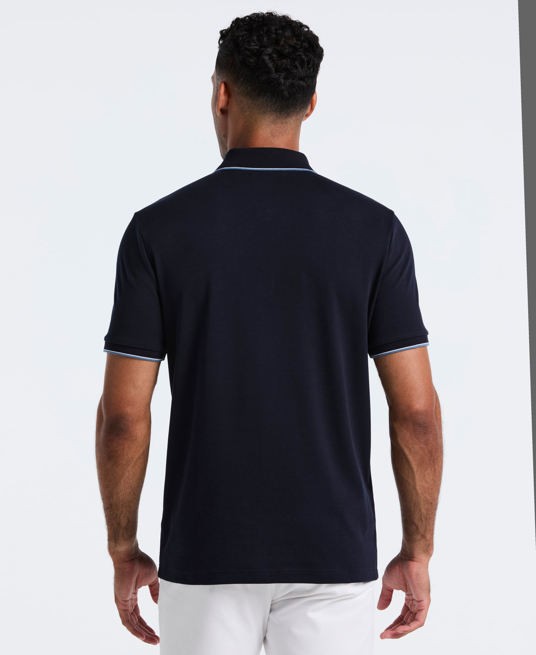 Cotton Interlock Vertical Stripe Polo (Dark Sapphire) 