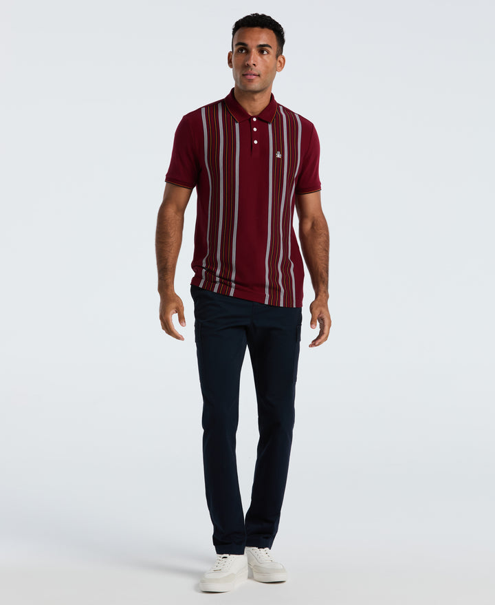 Cotton Interlock Vertical Stripe Polo (Cabernet) 
