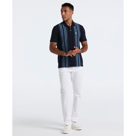 Cotton Interlock Vertical Stripe Polo (Dark Sapphire) 
