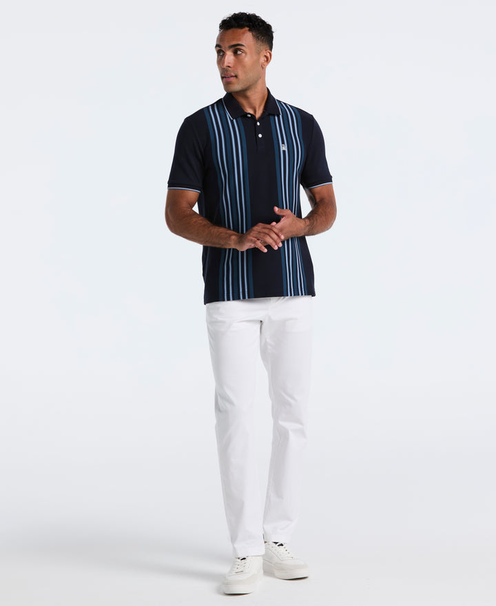 Cotton Interlock Vertical Stripe Polo (Dark Sapphire) 