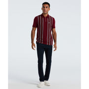 Cotton Interlock Vertical Stripe Polo (Cabernet) 