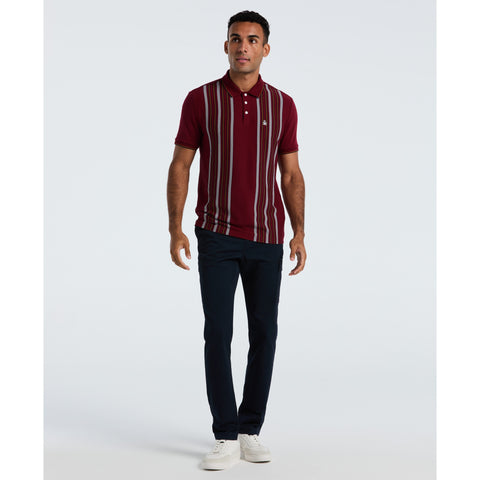 Cotton Interlock Vertical Stripe Polo (Cabernet) 
