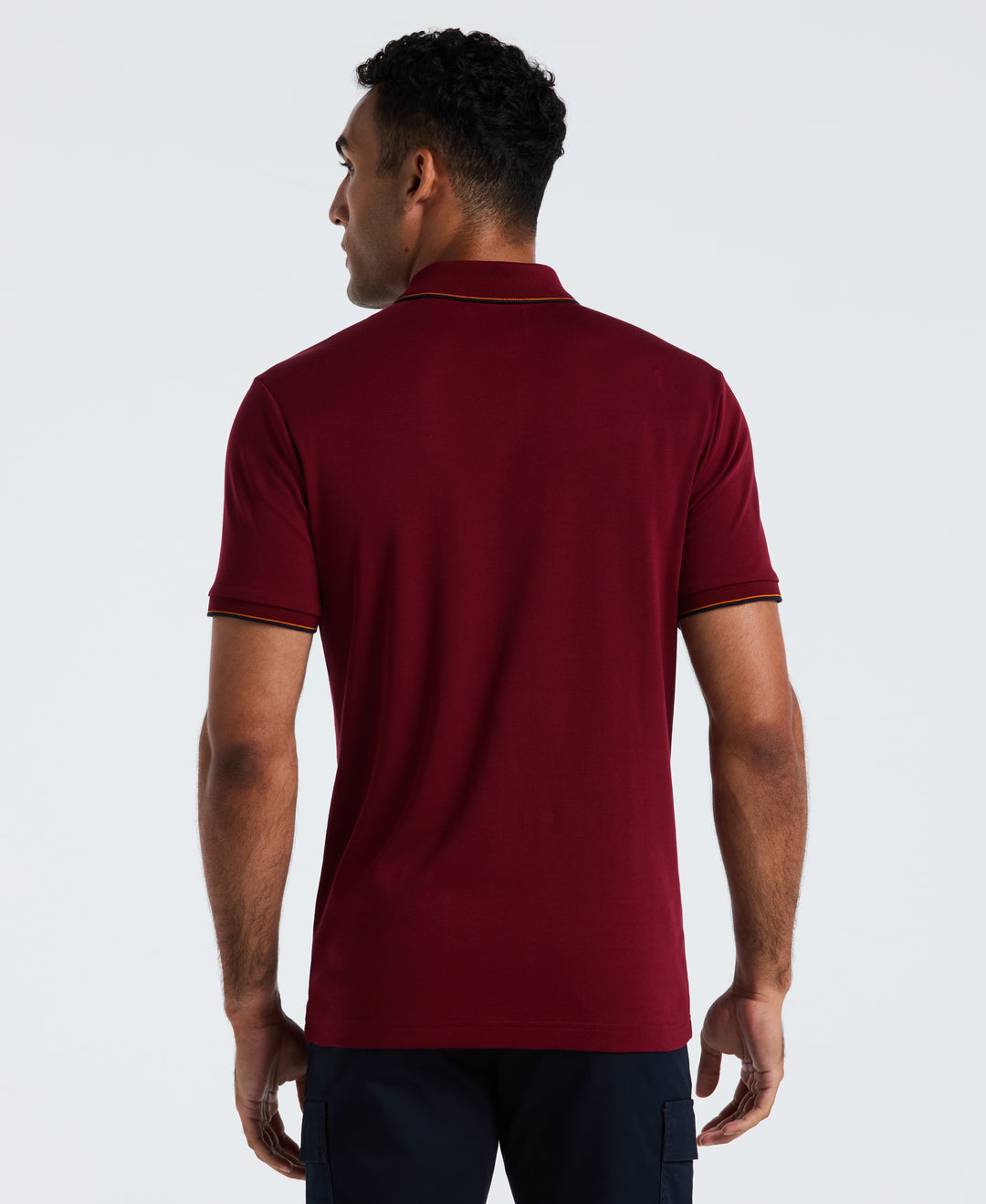Cotton Interlock Vertical Stripe Polo (Cabernet) 