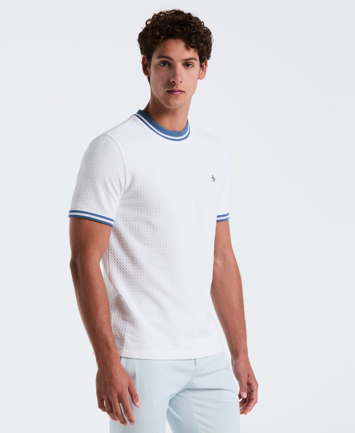 Jacquard All-Over Ringer Tee (Bright White) 