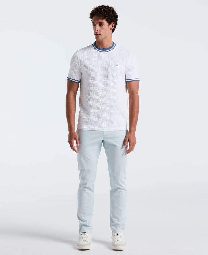 Jacquard All-Over Ringer Tee (Bright White) 