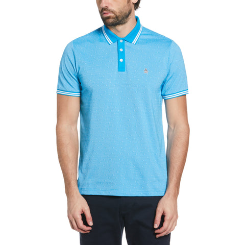 Jacquard Allover Dobby Print Polo (Blue Jewel) 
