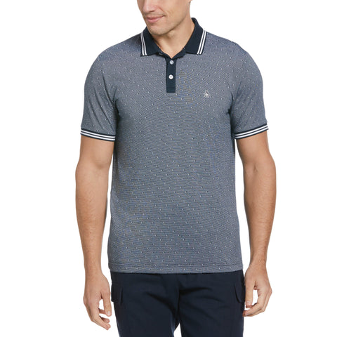 Jacquard Allover Dobby Print Polo (Dark Sapphire) 