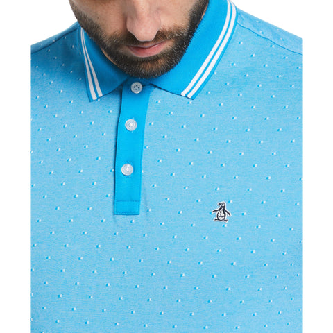 Jacquard Allover Dobby Print Polo (Blue Jewel) 