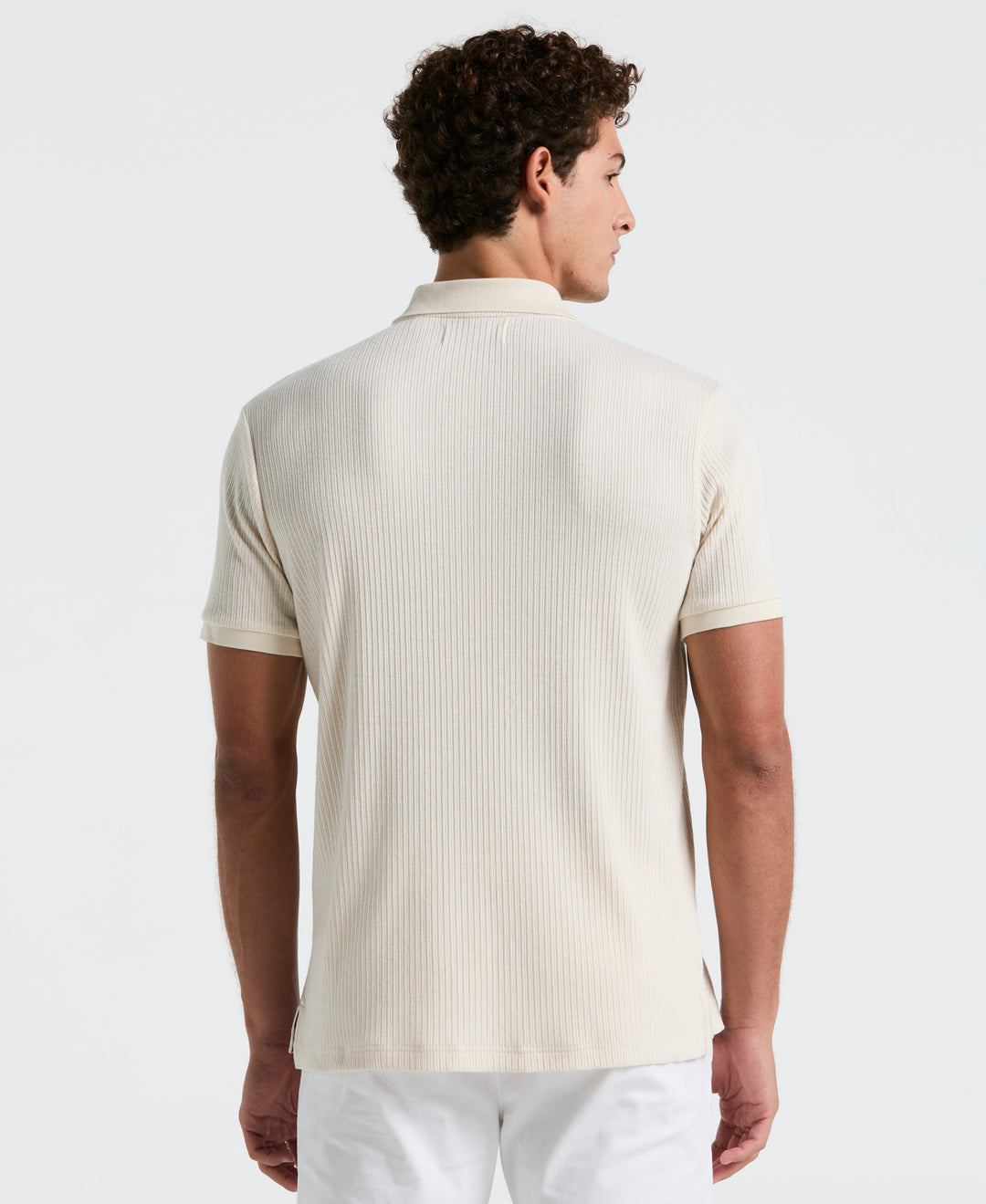 Jacquard Button Front Polo Shirt (Birch) 