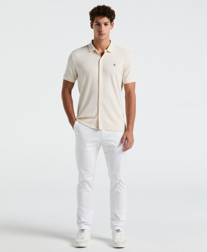 Jacquard Button Front Polo Shirt (Birch) 