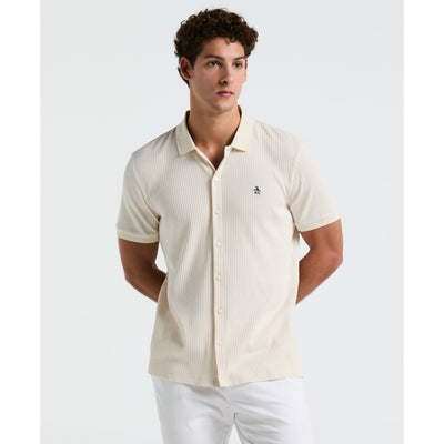 Jacquard Button Front Polo Shirt (Birch) 