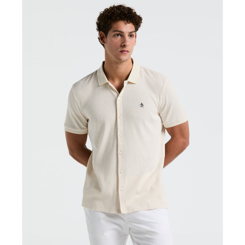 Jacquard Button Front Polo Shirt (Birch) 