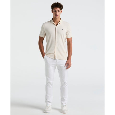 Jacquard Button Front Polo Shirt (Birch) 