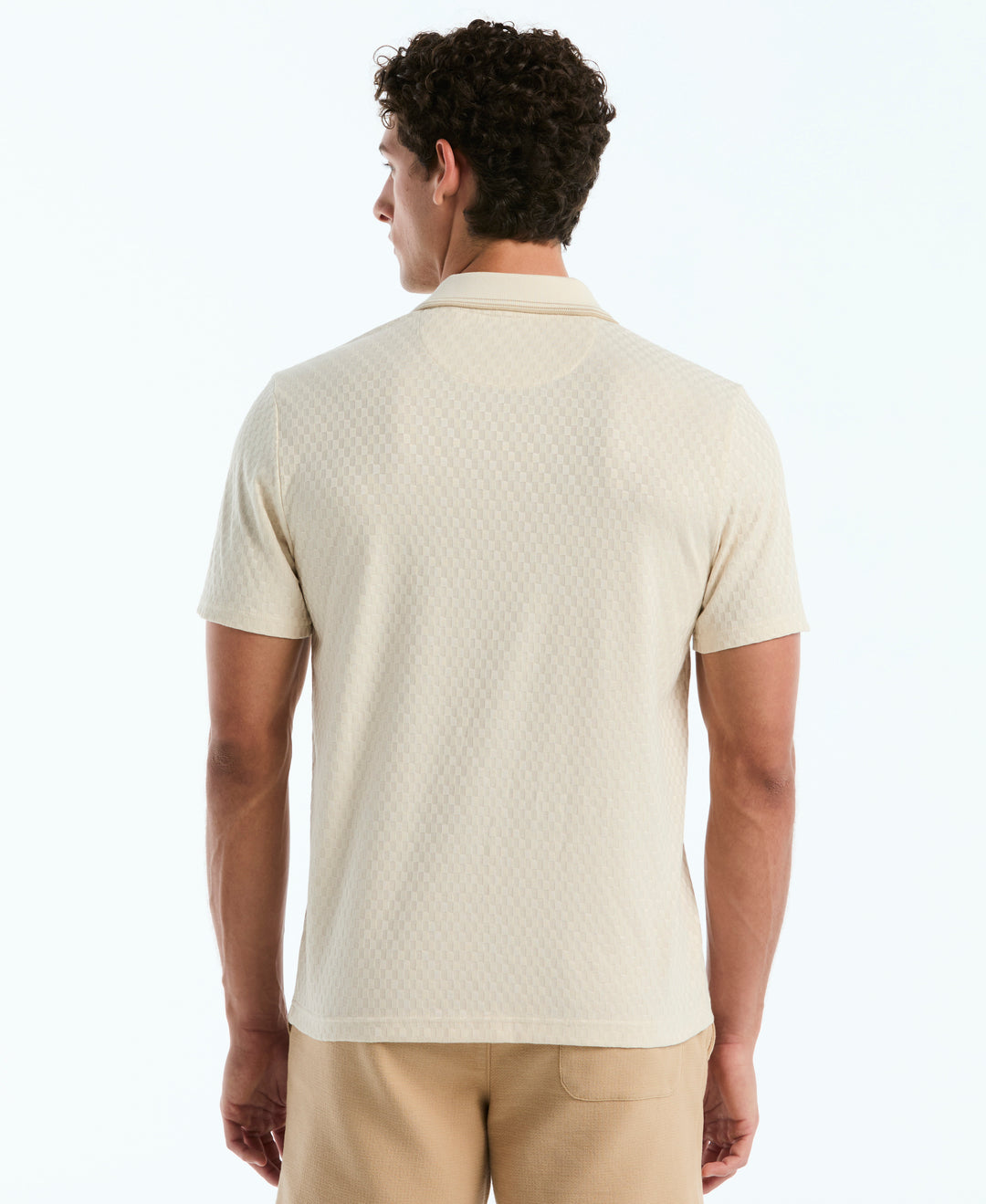 Jacquard Check Johnny Collar Polo (Birch) 