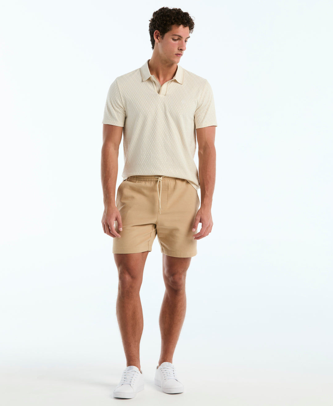 Jacquard Check Johnny Collar Polo (Birch) 