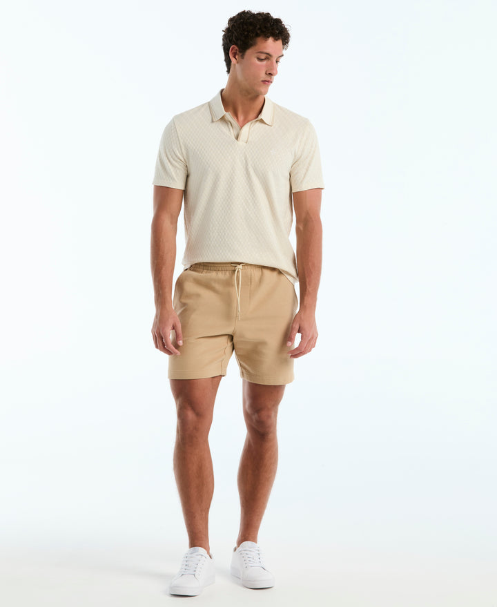 Jacquard Check Johnny Collar Polo (Birch) 