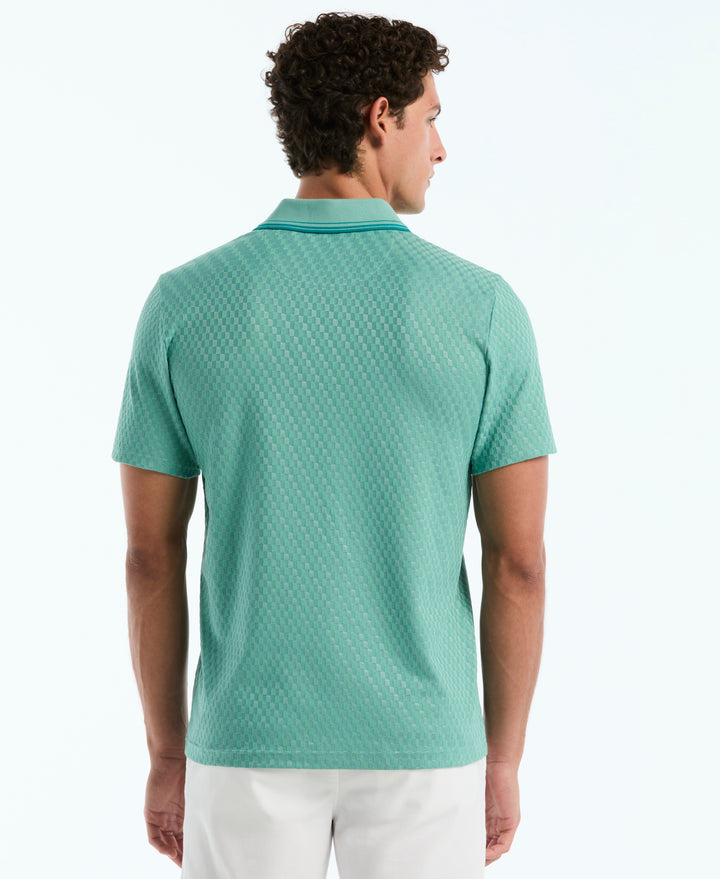 Jacquard Check Johnny Collar Polo (Beryl Green) 