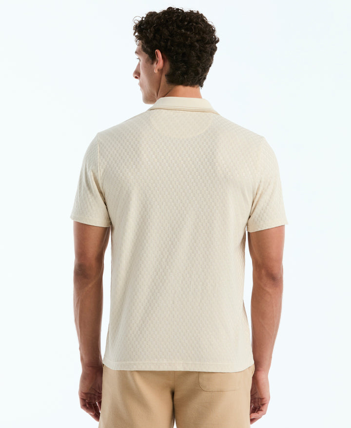 Jacquard Check Johnny Collar Polo (Birch) 