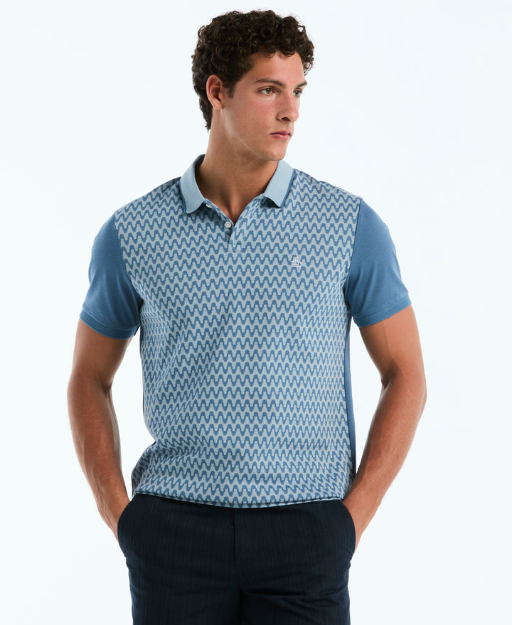 Cotton Jacquard Wavy Polo (Copen Blue) 