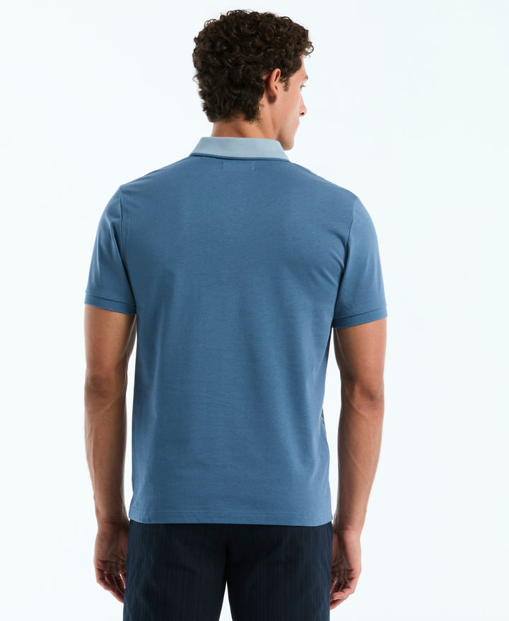 Cotton Jacquard Wavy Polo (Copen Blue) 