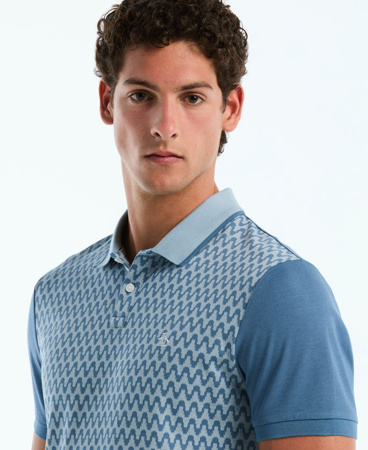 Cotton Jacquard Wavy Polo (Copen Blue) 