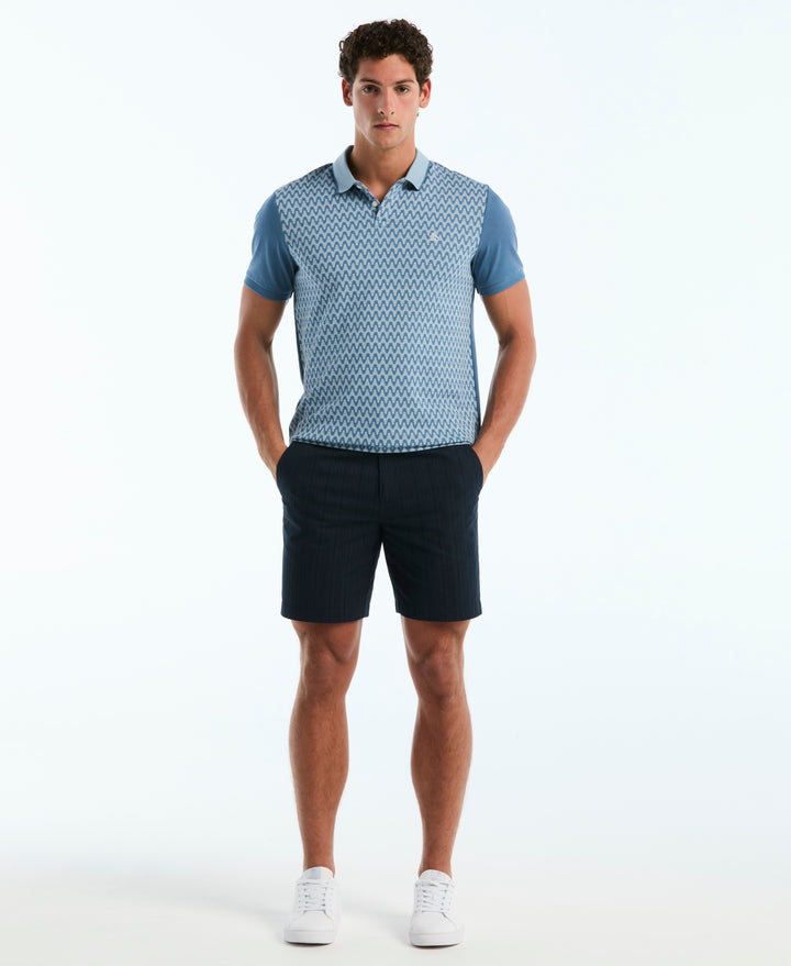 Cotton Jacquard Wavy Polo (Copen Blue) 