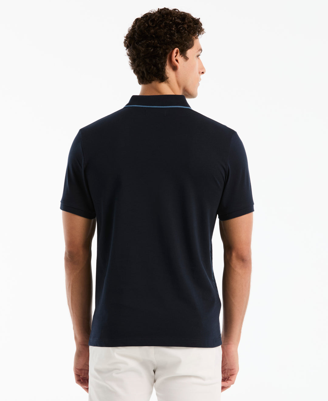 Cotton Jacquard Wavy Polo (Dark Sapphire) 