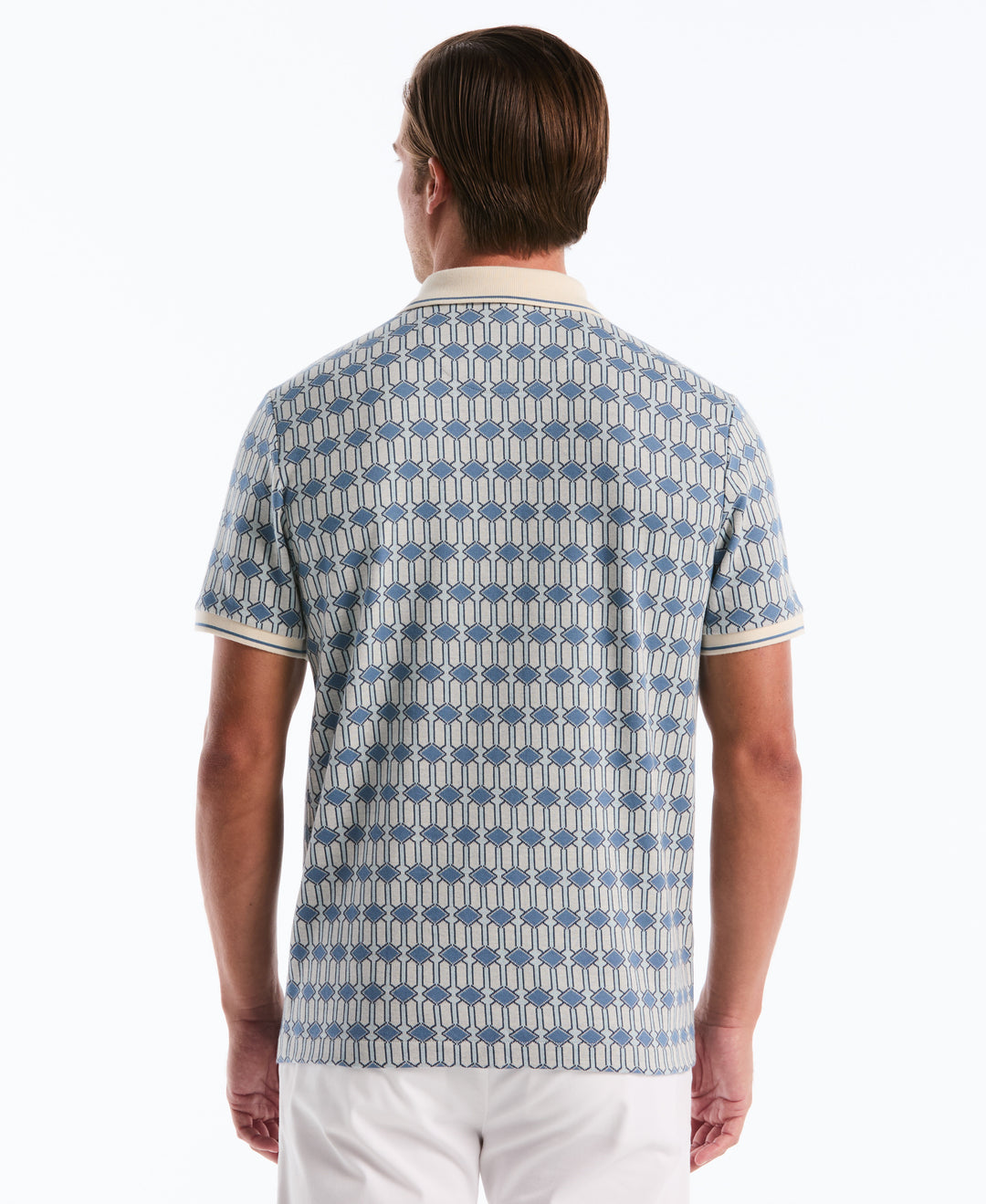 Cotton Jacquard Deco Quarter-Zip Polo (Birch) 