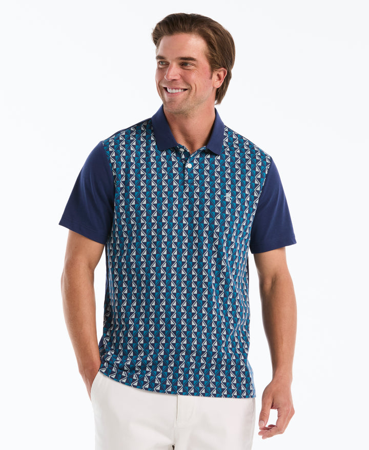 Cotton Jacquard Diamond Polo (Blue Depths) 