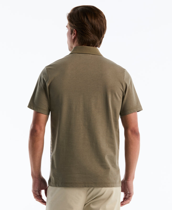 Cotton Jacquard Diamond Polo (Dusty Olive) 