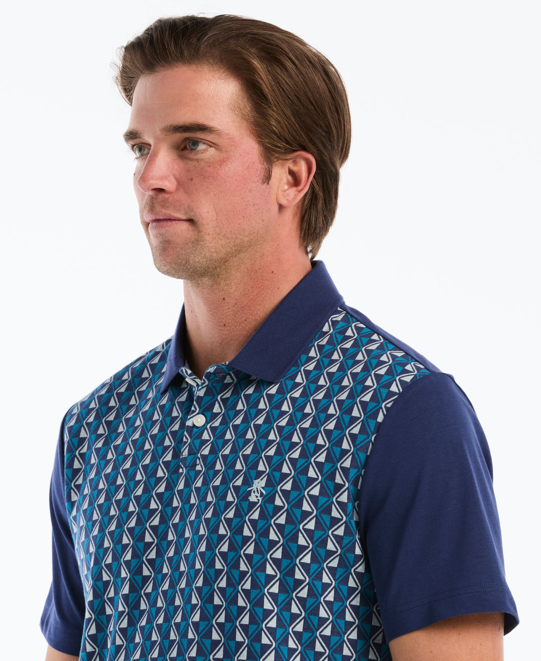 Cotton Jacquard Diamond Polo (Blue Depths) 