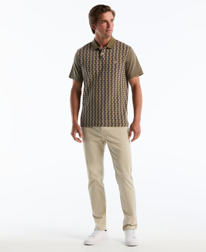 Cotton Jacquard Diamond Polo (Dusty Olive) 