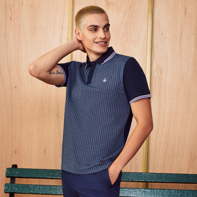 Jacquard Front Basket Weave Print Polo-Polos-Original Penguin