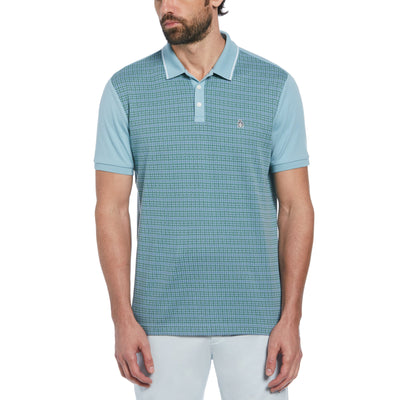 Jacquard Front Basketweave Pattern Short Sleeve Polo Shirt (Tourmaline) 
